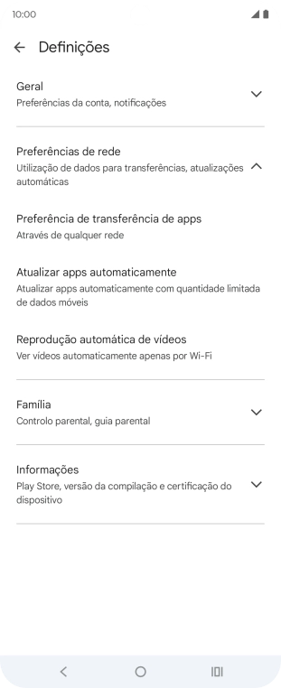 Prima Atualizar apps automaticamente.