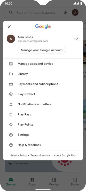Press Manage apps and device.
