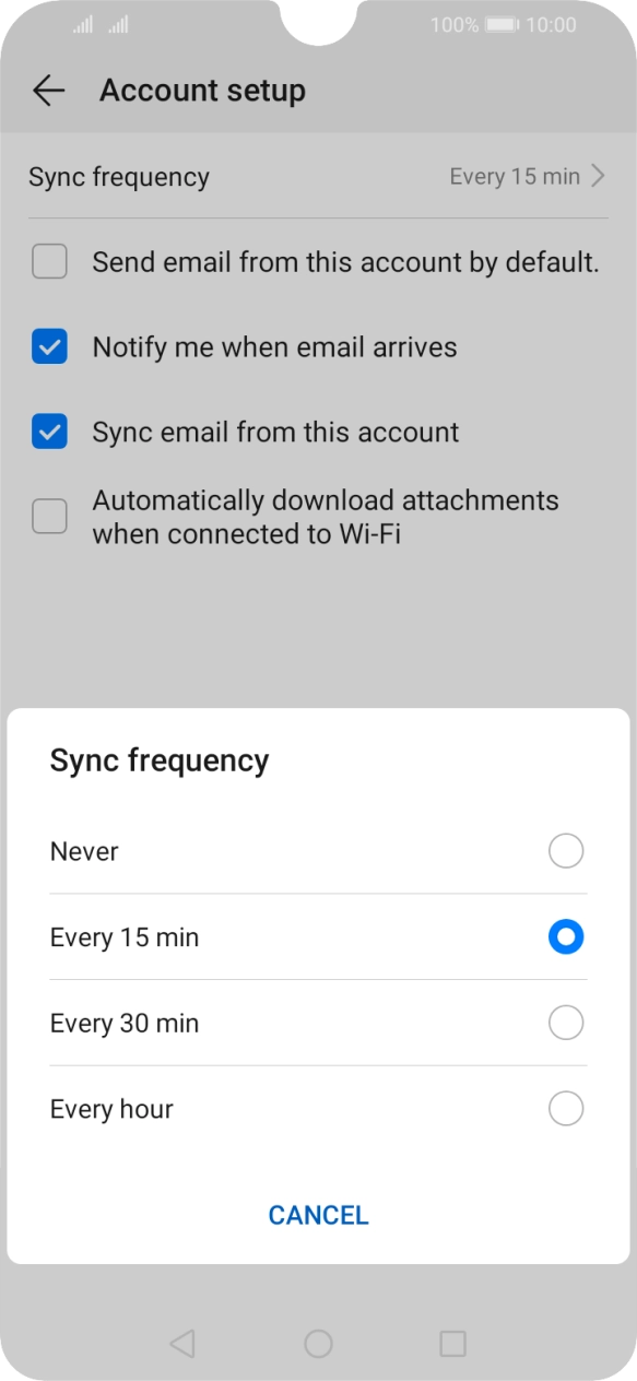 Press the required setting. Press the required setting.