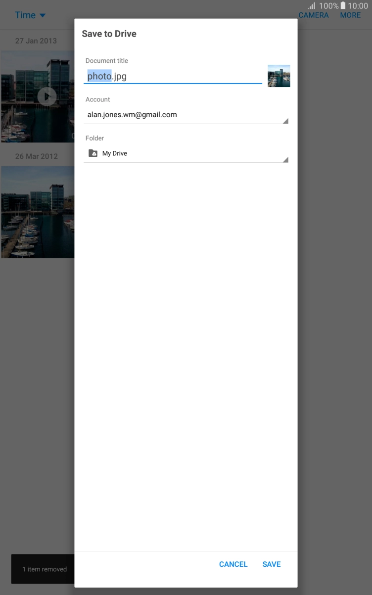Press the field below 'Folder'. Press the field below 'Folder'.