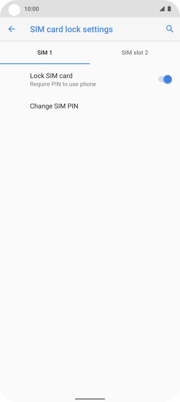 Press the indicator next to 'Lock SIM card' to turn the function on or off.
