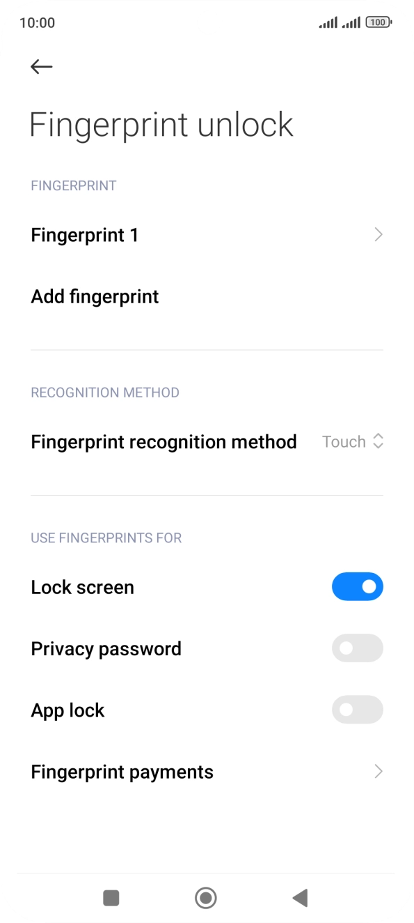 Press the indicators next to the required settings to turn them on or off.