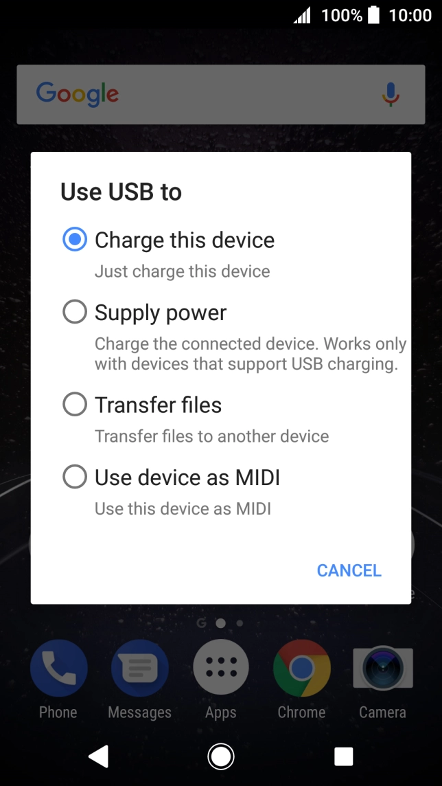 Press Transfer files. Press Transfer files.