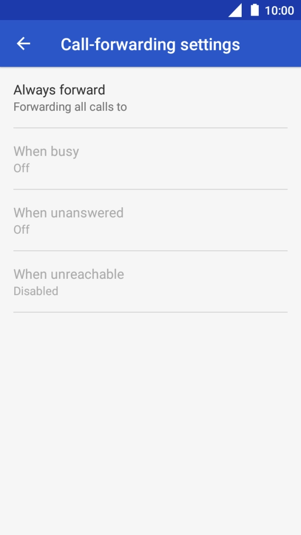 Press the required divert type. Press the required divert type.