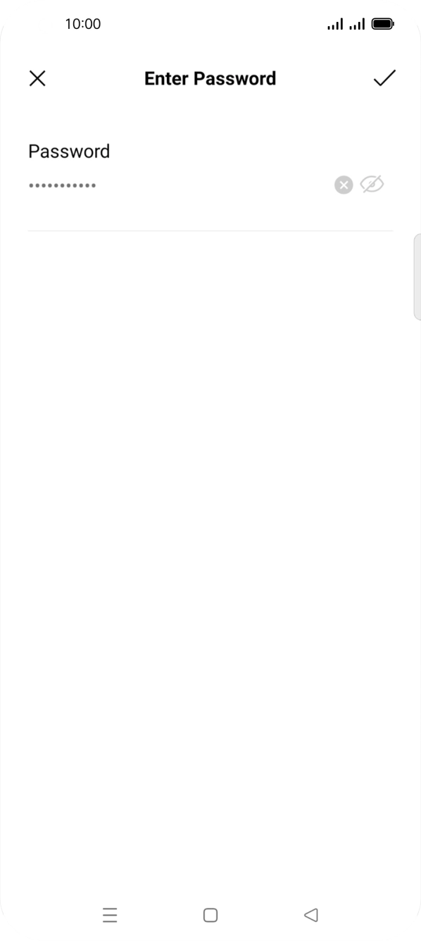 Key in the password for the WiFi network and press the confirm icon.