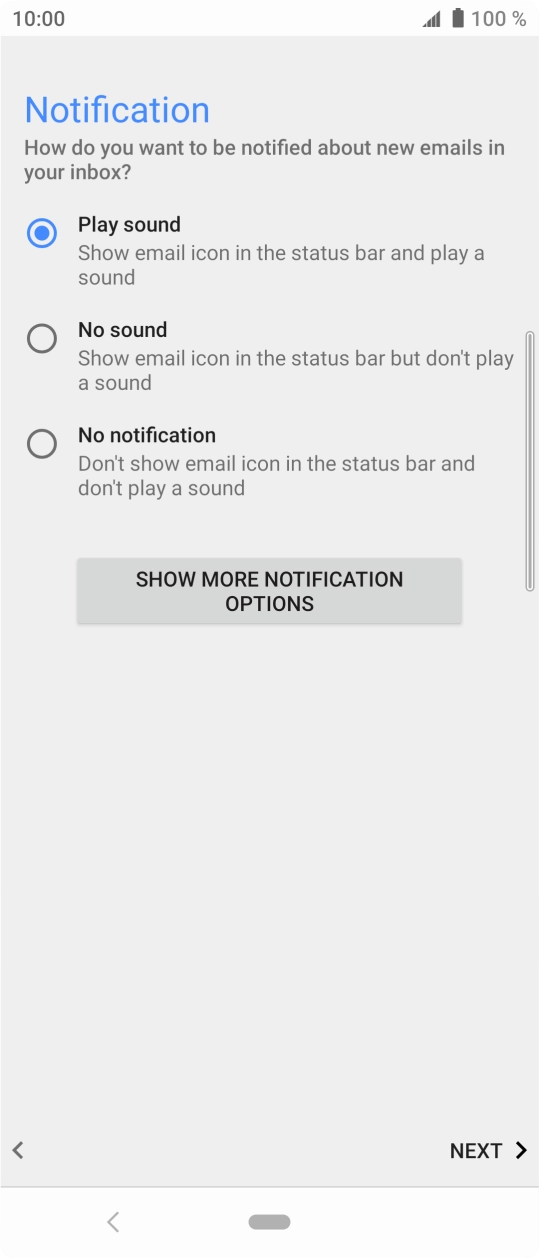 Press the required setting. Press the required setting.
