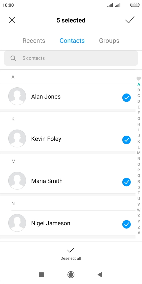 Press the confirm icon.