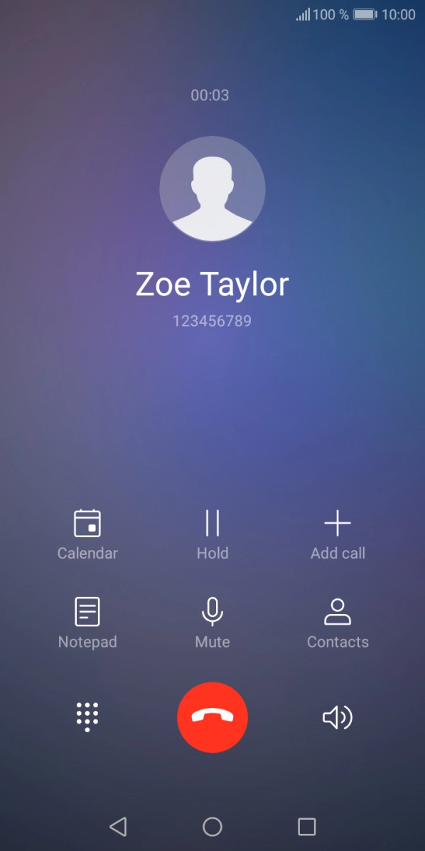 Press the end call icon.