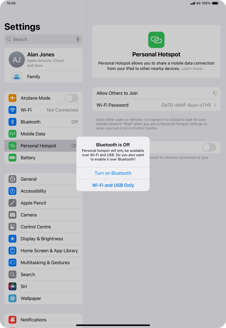 If WiFi is turned on, press Wi-Fi and USB Only.