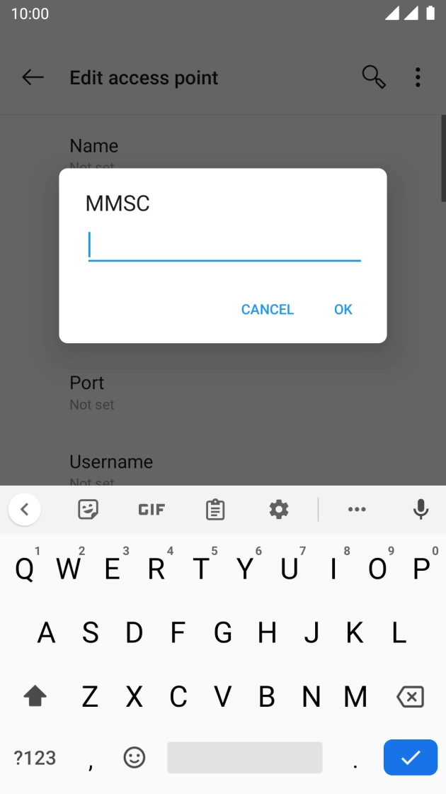 Key in http://mmsc.mms.o2.co.uk:8002 and press OK.
