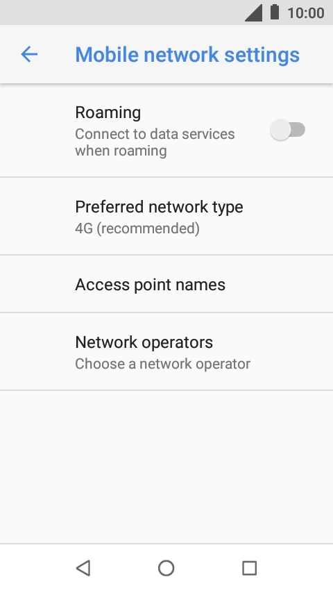 Press the indicator next to 'Roaming' to turn the function on or off. Press the indicator next to 'Roaming' to turn the function on or off.