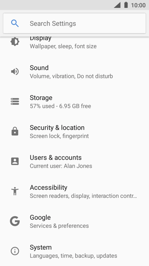Press Users & accounts. Press Users & accounts.