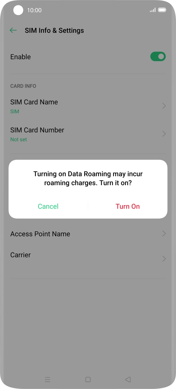 If you turn on the function, press Turn On. If you turn on the function, press Turn On.