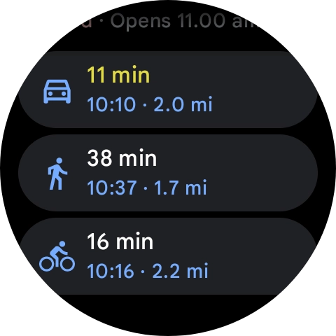 Press the required mode of transportation.