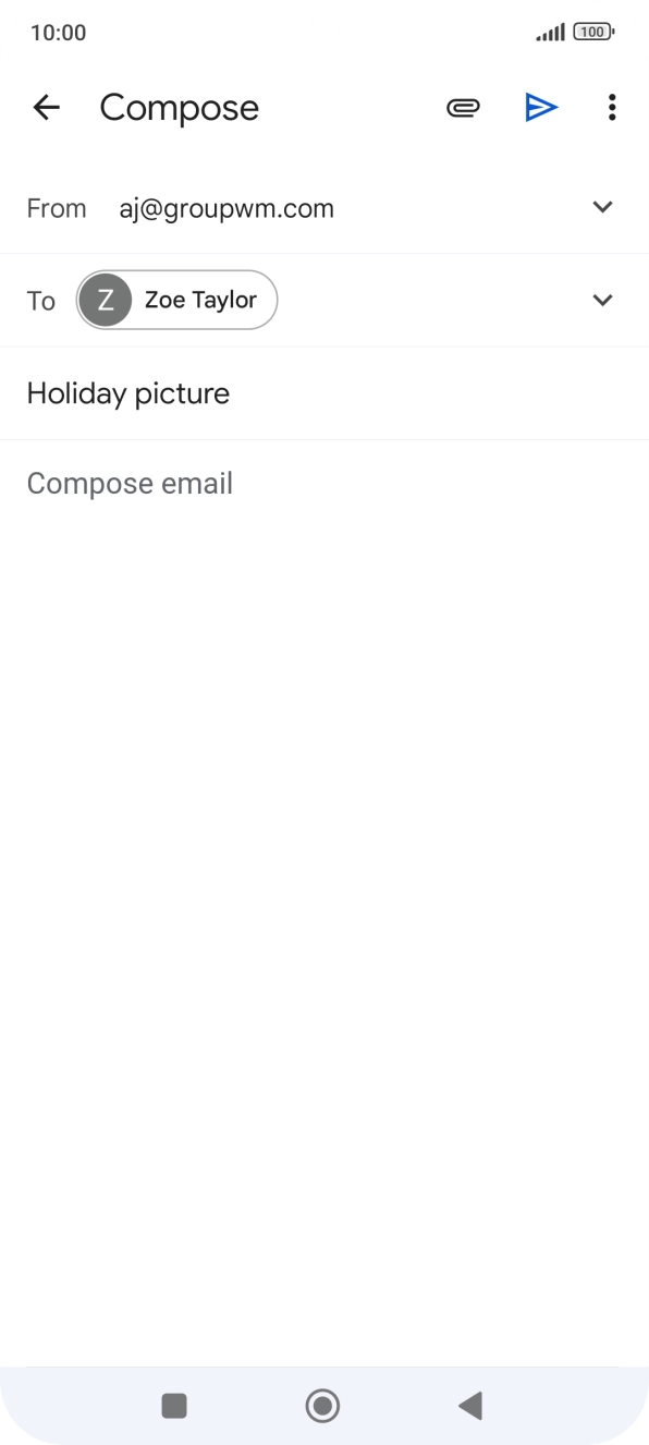 Press the text input field and write the text for your email.
