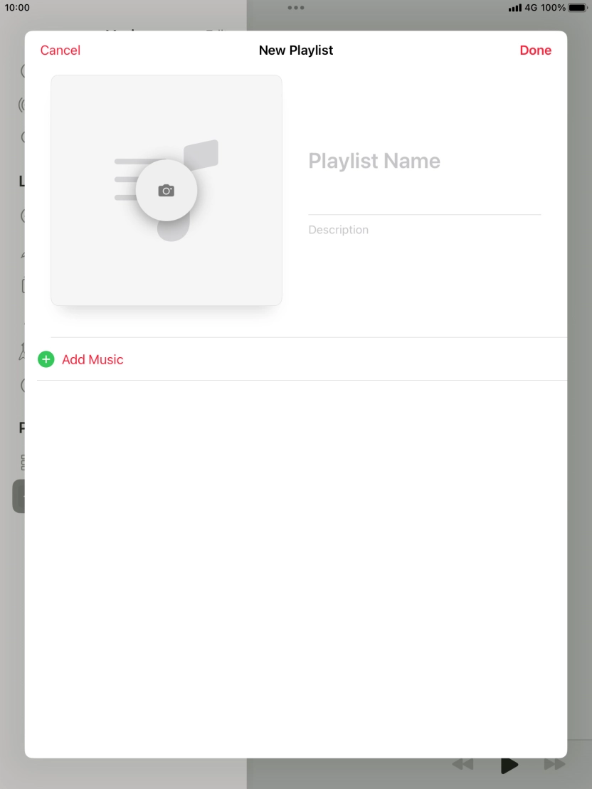 Press the text input field and key in a name for the playlist.