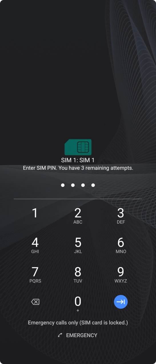 Key in your SIM PIN and press the confirm icon. The default SIM PIN is 0000.