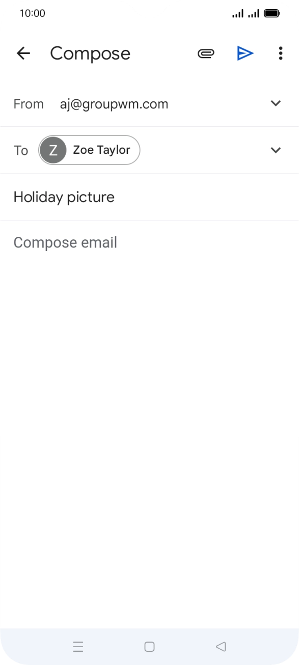 Press the text input field and write the text for your email.