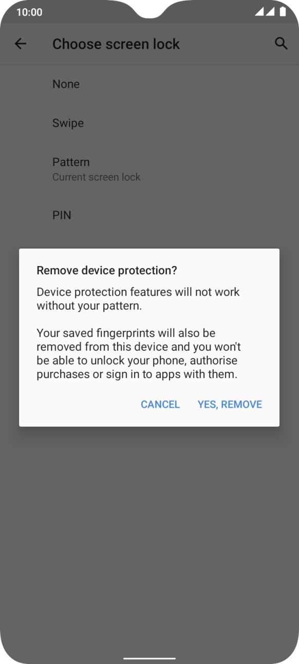 Press YES, REMOVE. Press YES, REMOVE.