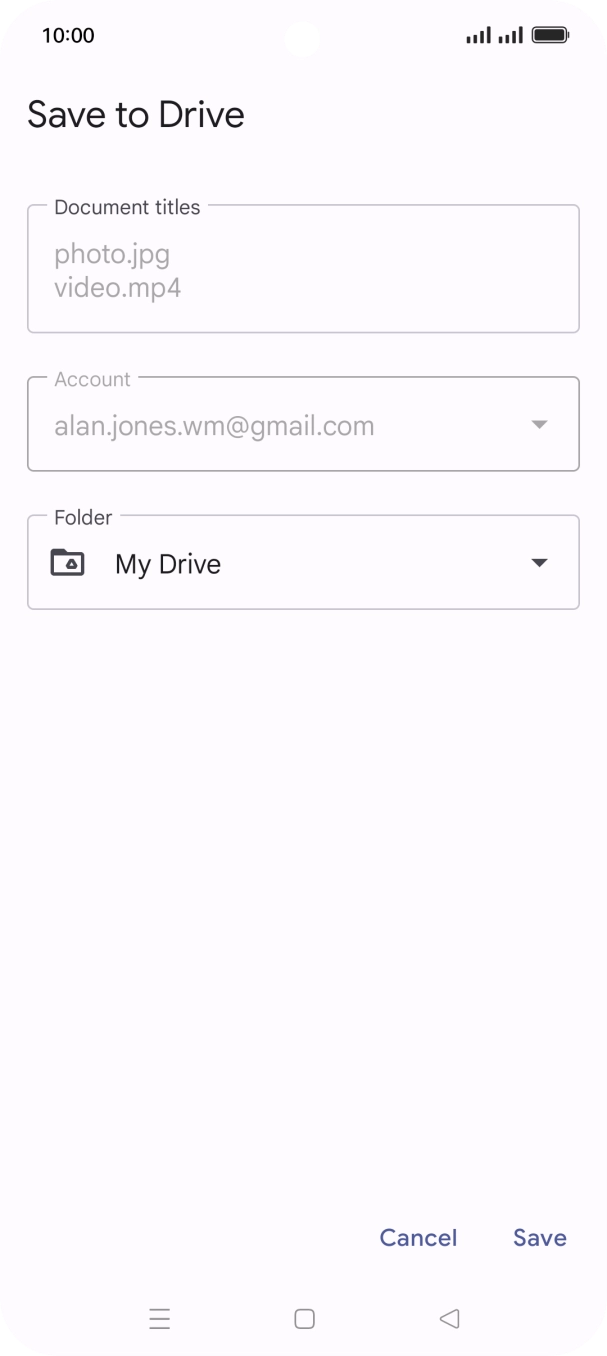 Press the field below 'Folder' and go to the required folder. Press the field below 'Folder' and go to the required folder.