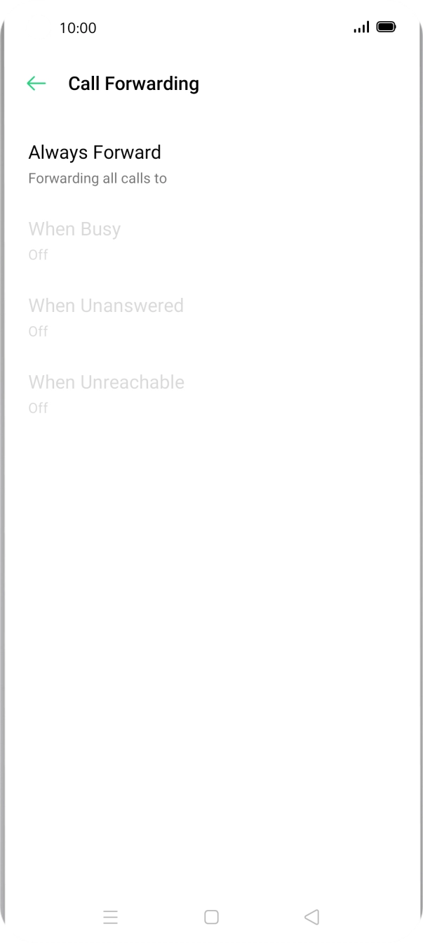 Press the required divert type. Press the required divert type.