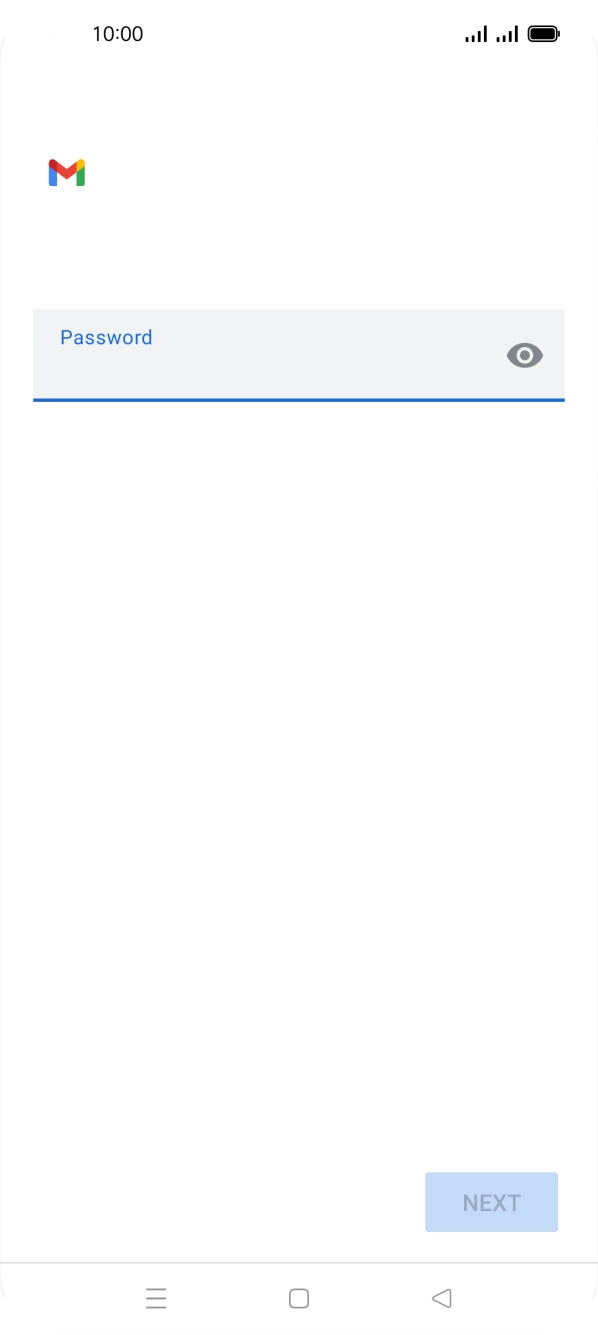 Press the field below 'Password' and key in the password for your email account. Press the field below 'Password' and key in the password for your email account.