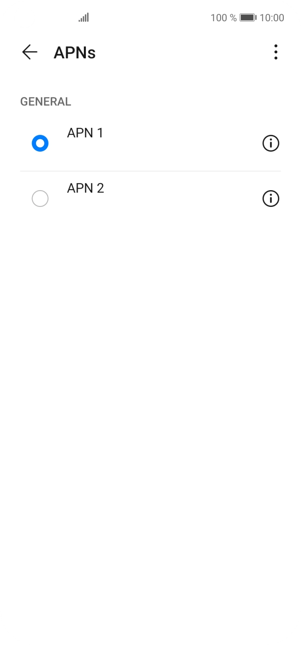 Press the field next to the required data connection to activate it. Press the field next to the required data connection to activate it.