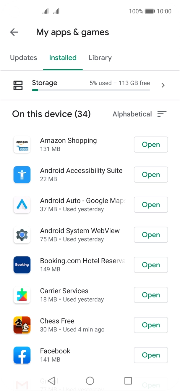 Press the required app.
