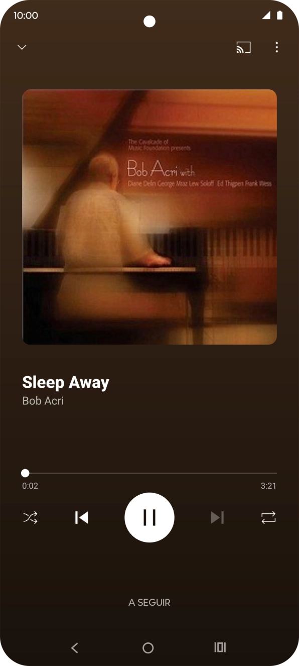 Prima a seta para a direita para ir para o ficheiro de música seguinte.