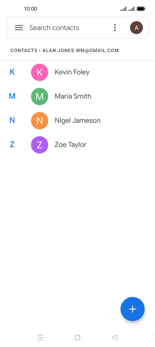Press the required contact.
