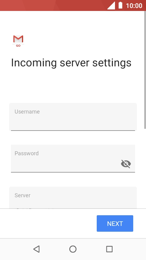 Press the field below 'Username' and key in the username for your email account.