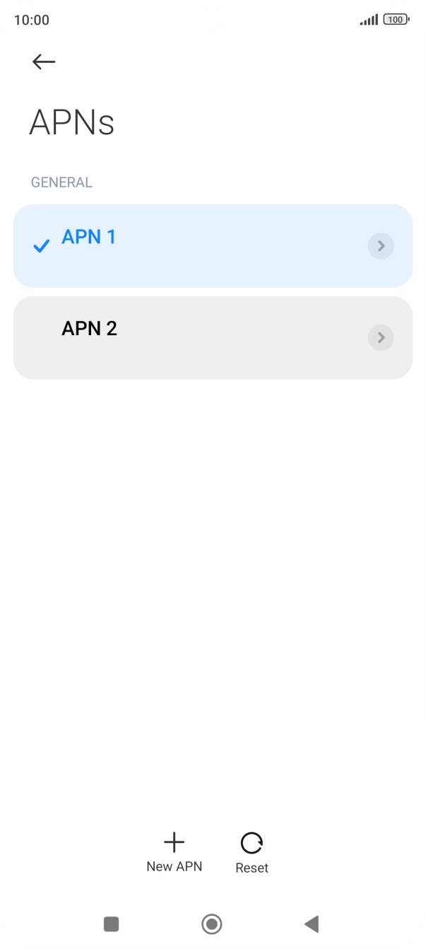 Press the required data connection to activate it. Press the required data connection to activate it.