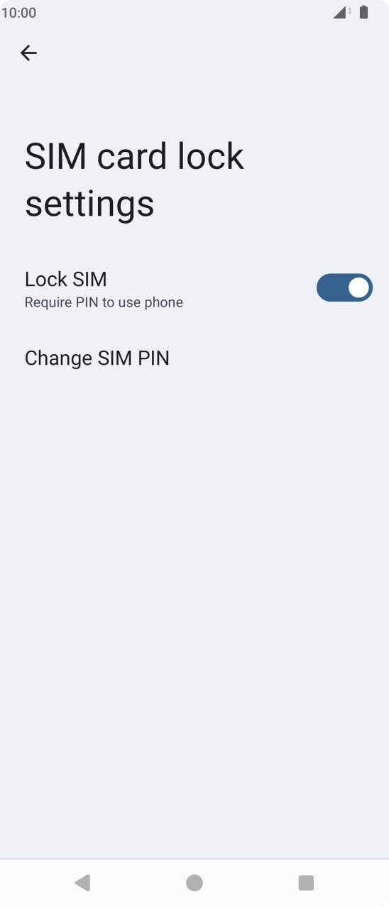 Press the indicator next to 'Lock SIM' to turn the function on or off.