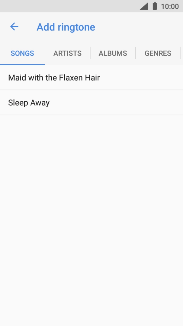 Press the required ring tone.