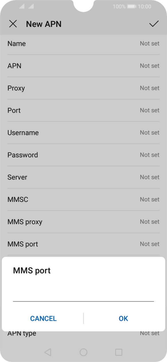 Key in 8080 and press OK.