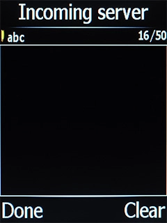 Highlight the field below 'Incoming server' and key in the name of your email provider's incoming server.