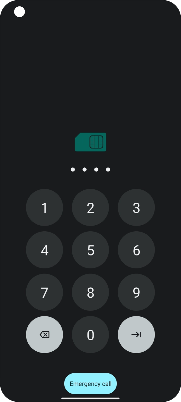 Key in your SIM PIN and press arrow right. The default SIM PIN is 0000.