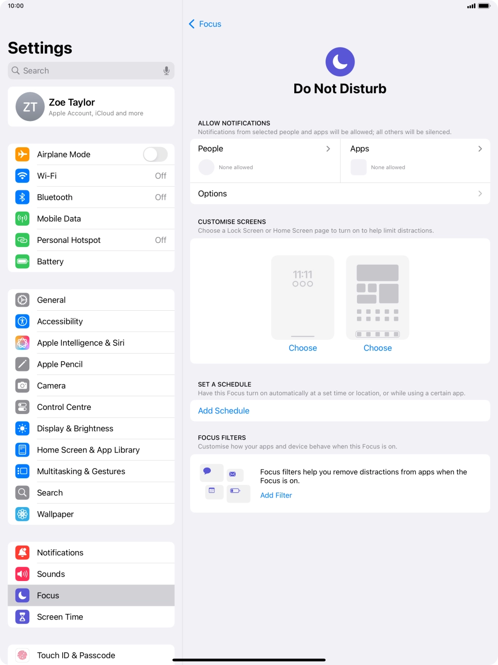 Press People and follow the instructions on the screen to select which contacts you would like to receive calls and notifications from when Do Not Disturb is turned on.