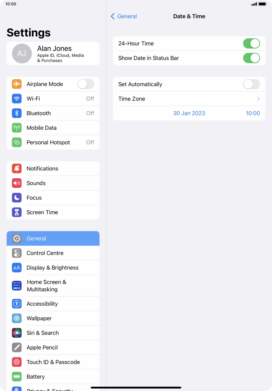 Press the indicator next to 'Set Automatically' to turn on the function.