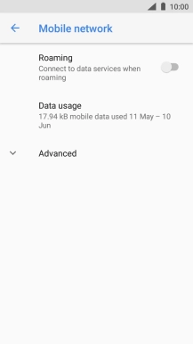 Press the indicator next to 'Roaming' to turn the function on or off.