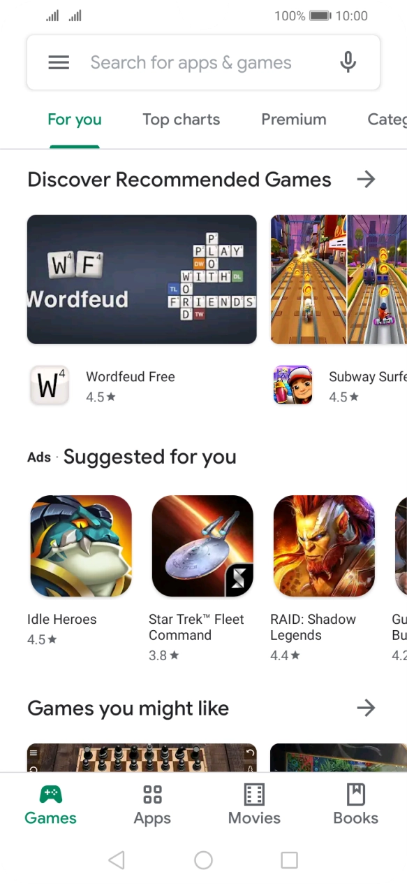 Press the search field.