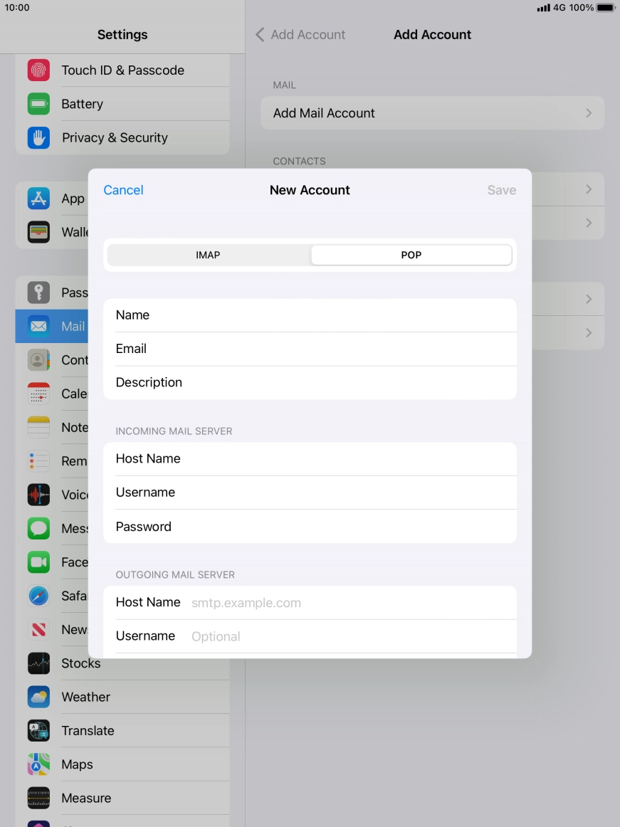 Press Host Name and key in the name of your email provider's outgoing server.
