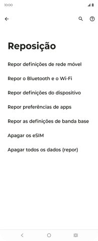 Prima Repor definições de rede móvel.