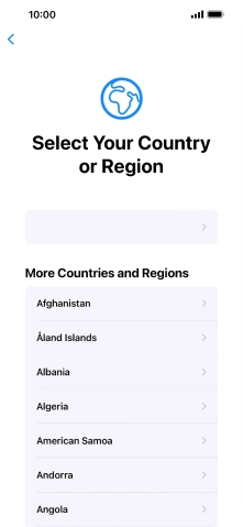 Press the required country or area.