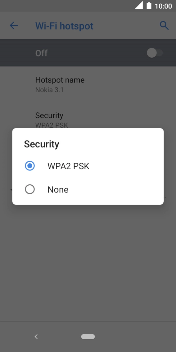 Press WPA2 PSK to password protect your WiFi hotspot. Press WPA2 PSK to password protect your WiFi hotspot.