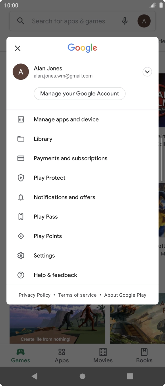 Press Manage apps and device.