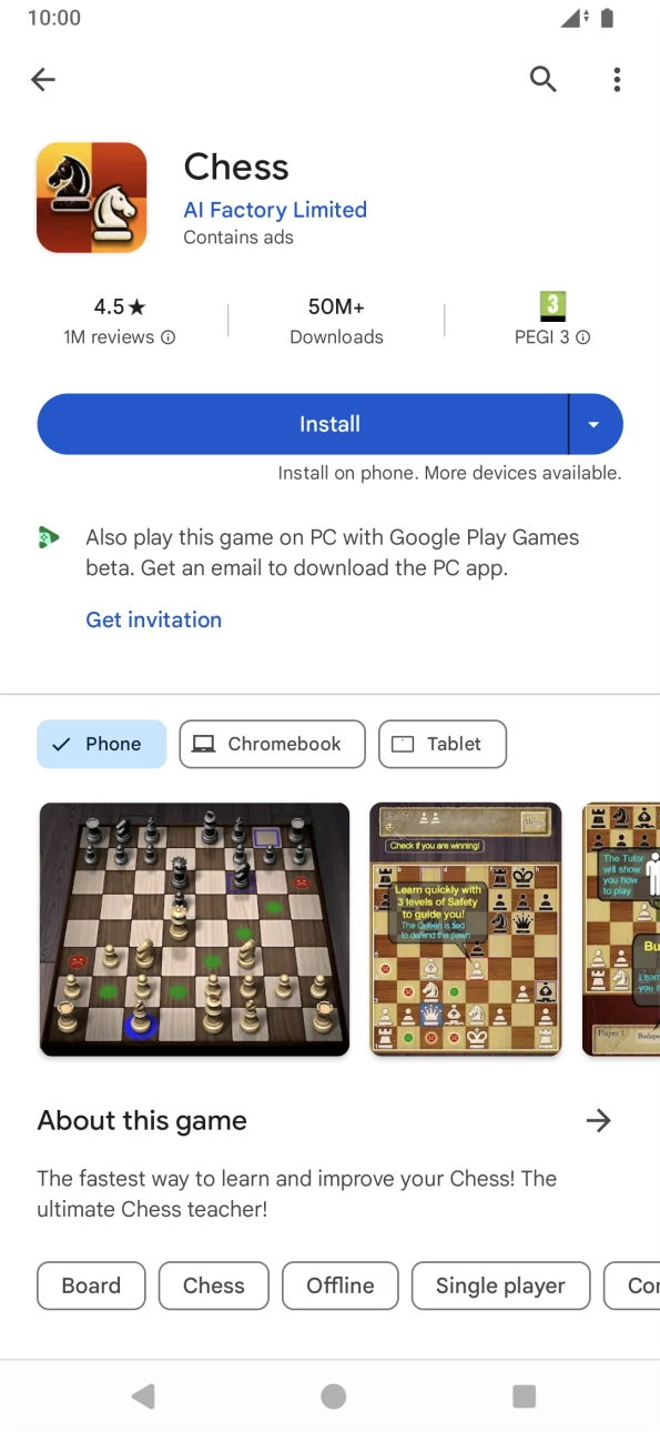 Press Install and follow the instructions on the screen to install the app.