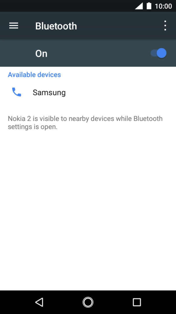Press the required Bluetooth device and follow the instructions on the screen to pair the device with your phone.