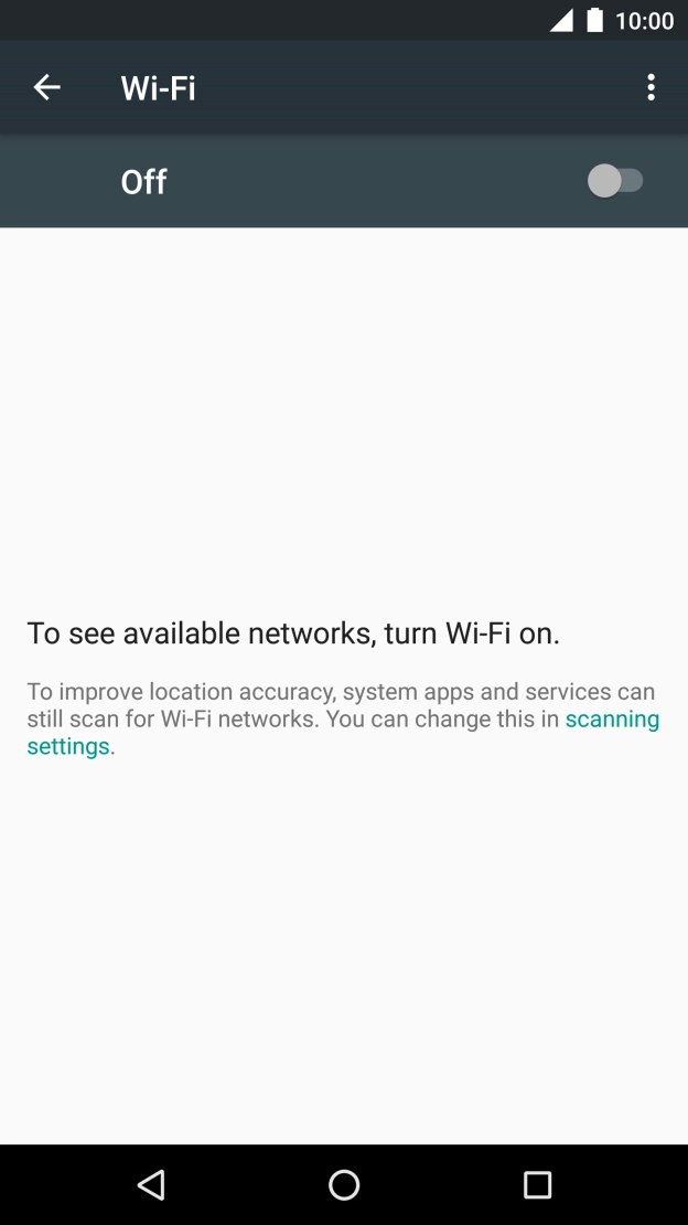 Press the indicator next to 'Wi-Fi' to turn on the function.
