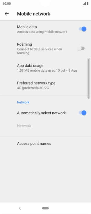 Press the indicator next to 'Automatically select network' to turn off the function and wait while your phone searches for networks.